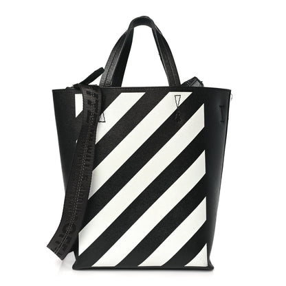 Off-White Saffiano Striped Diag Binder Crossbody Black White 1 of 12