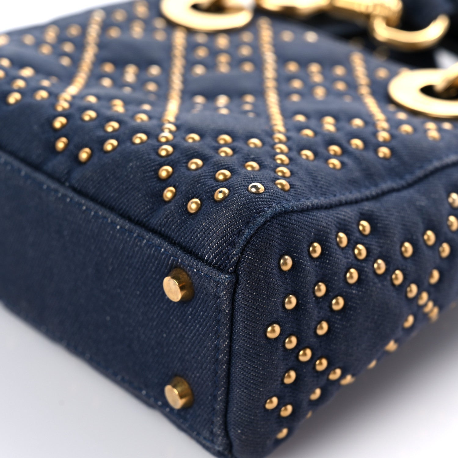 Christian Dior Denim Cannage Studded Mini Lady Dior Navy 11 of 14
