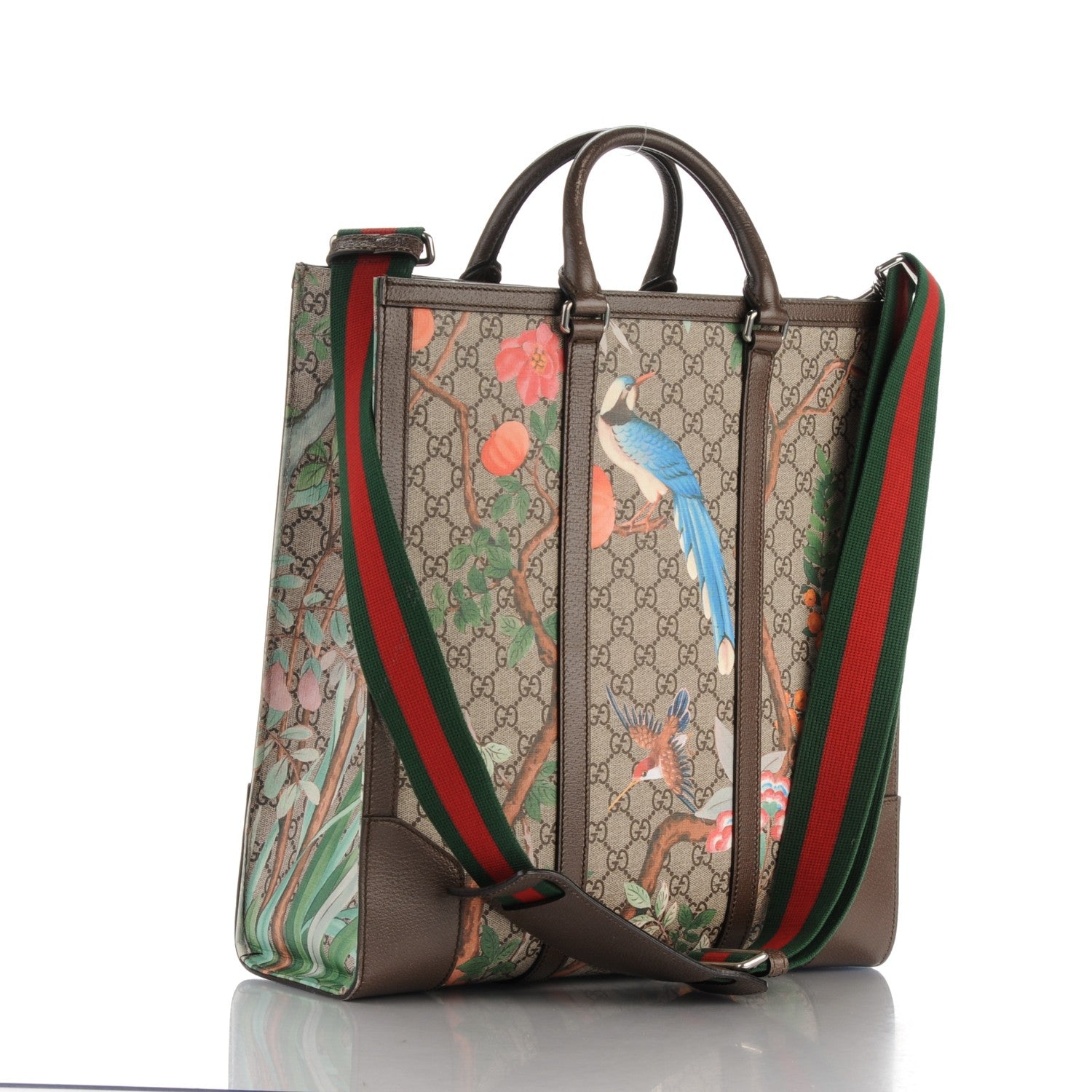 Gucci GG Supreme Monogram Tian Web Vertical Tote Beige Multicolor New Acero 3 of 11