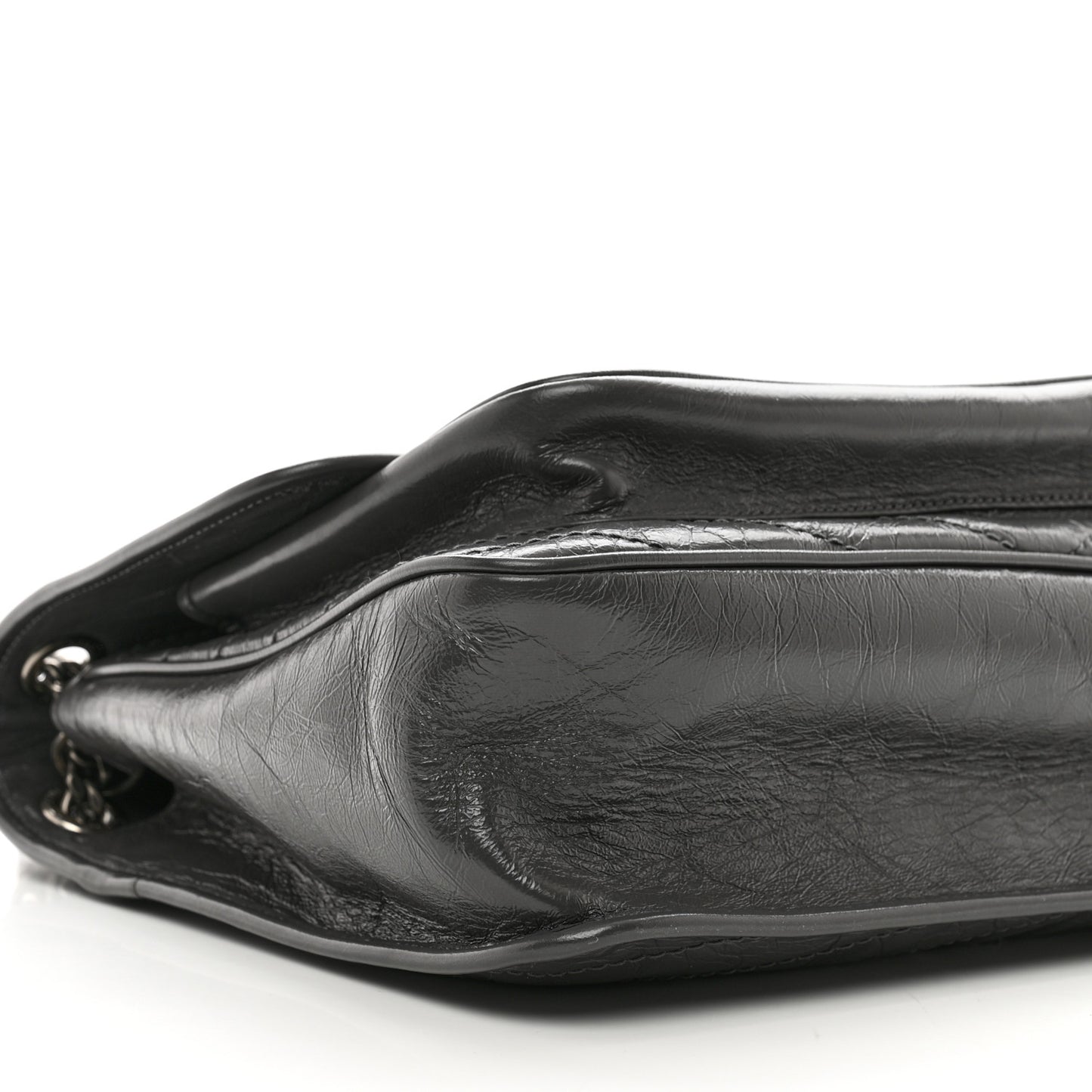 Crinkled Calfskin Matelasse Monogram Large Niki Chain Satchel Fog