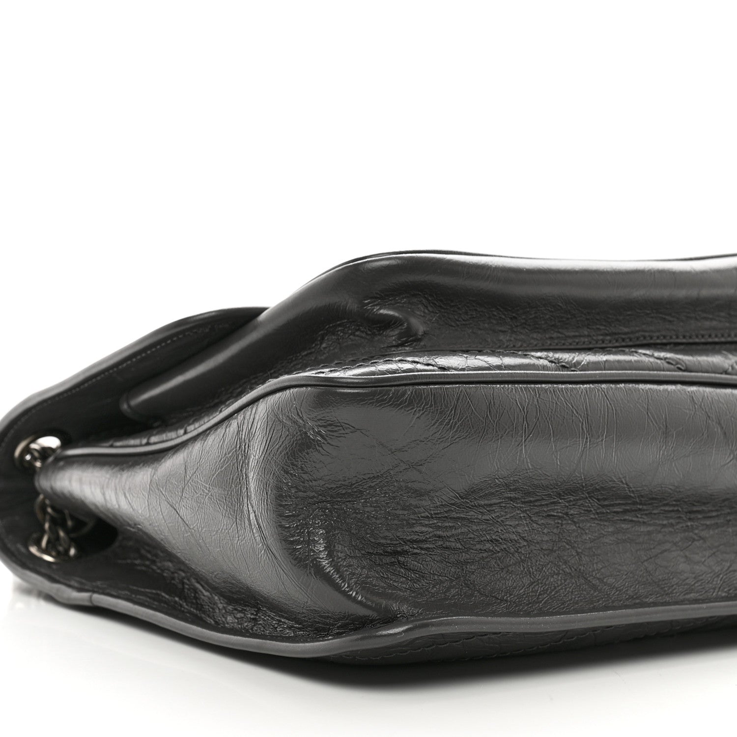 Saint Laurent Crinkled Calfskin Matelasse Monogram Large Niki Chain Satchel Fog 9 of 10