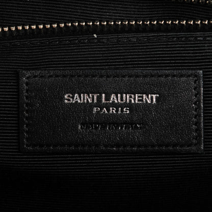 Saint Laurent Smooth Calfskin Matelasse Chevron Large Monogram Satchel Black 9 of 10
