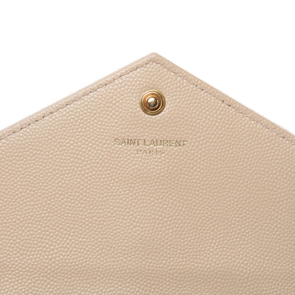 Saint Laurent Grain De Poudre Matelasse Chevron Monogram Envelope Chain Wallet Nude Powder 6 of 13