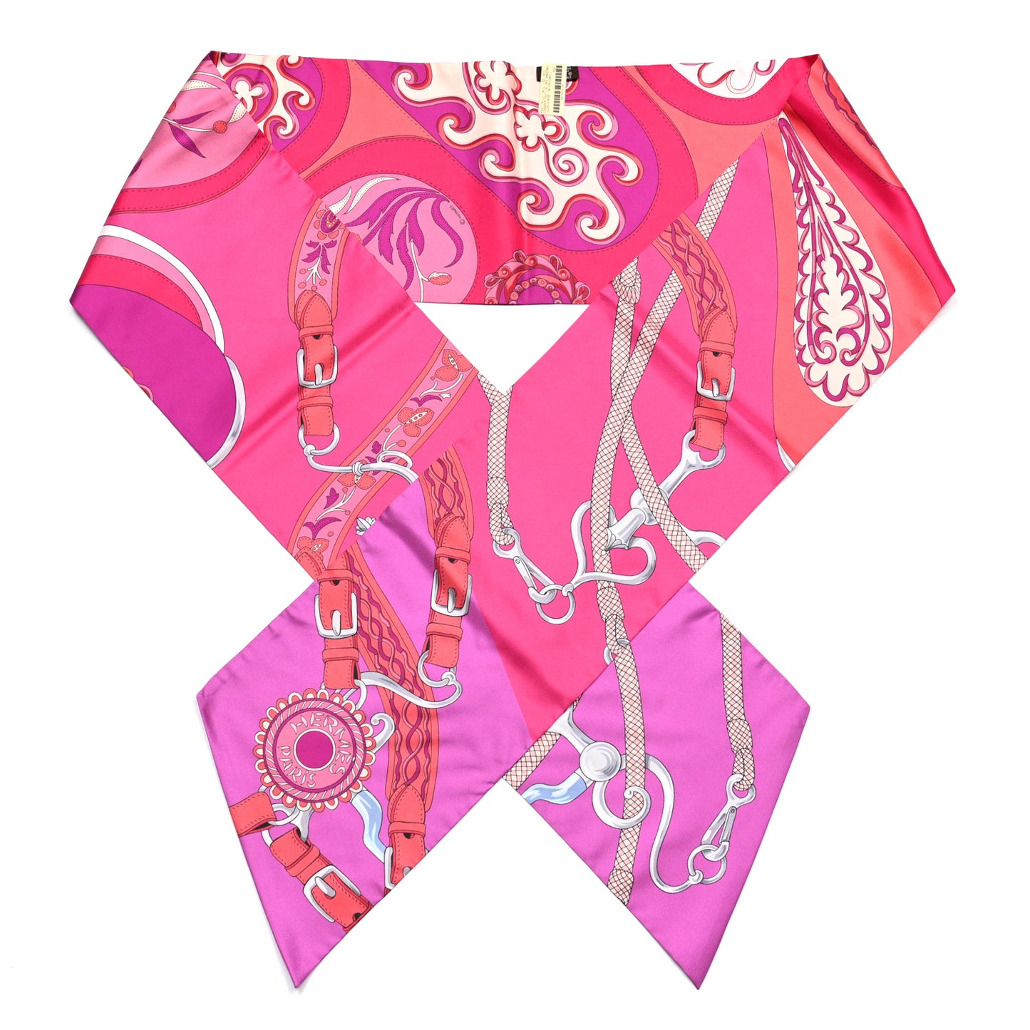 Silk Festival des Amazones Maxi Twilly Fuchsia Rose Indien Corail