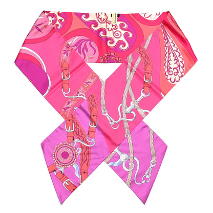 Hermes Silk Festival des Amazones Maxi Twilly Fuchsia Rose Indien Corail 1 of 4