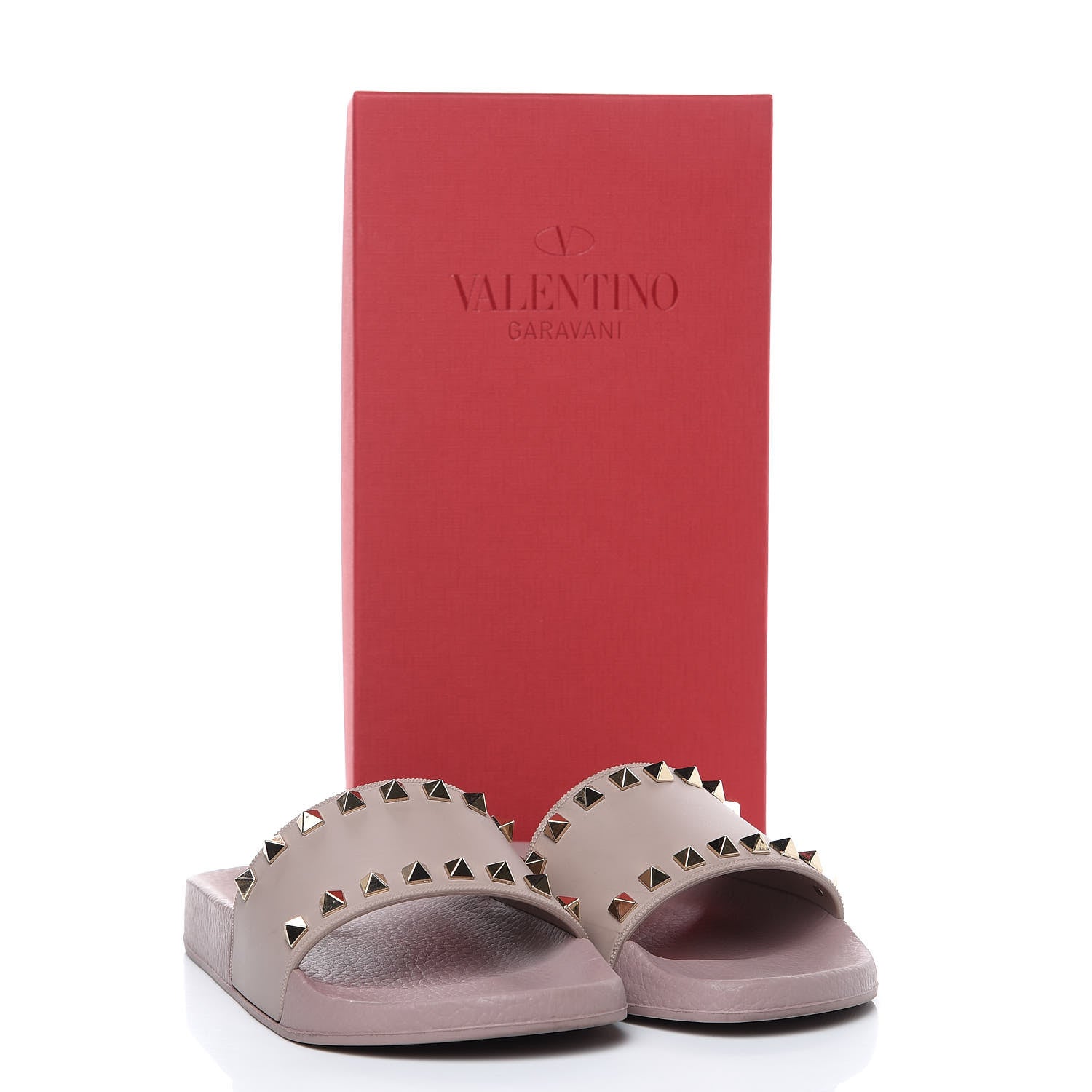 Valentino Garavani Rubber Rockstud Slide Sandals 36 Poudre 9 of 9