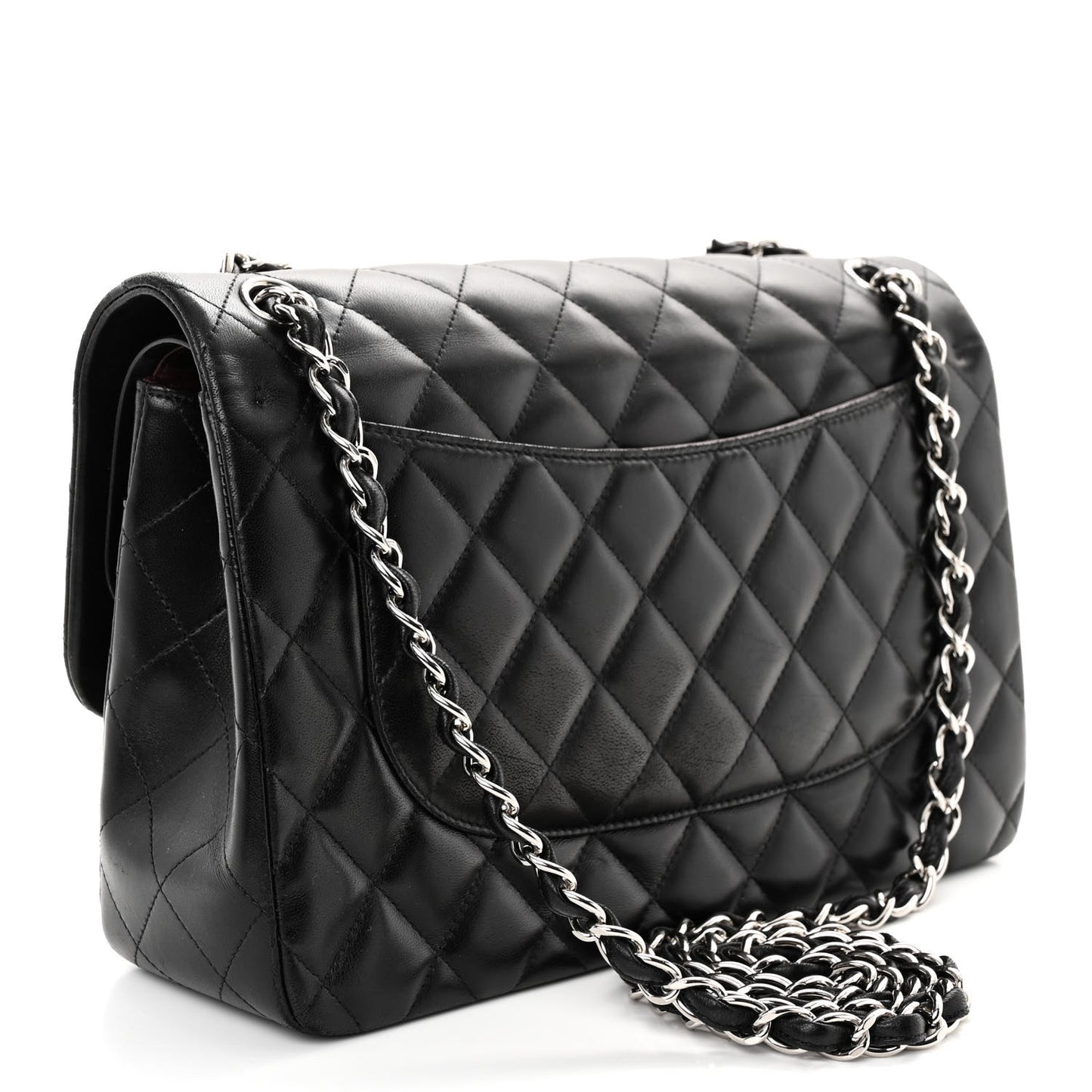 Lambskin Quilted Jumbo Double Flap Black