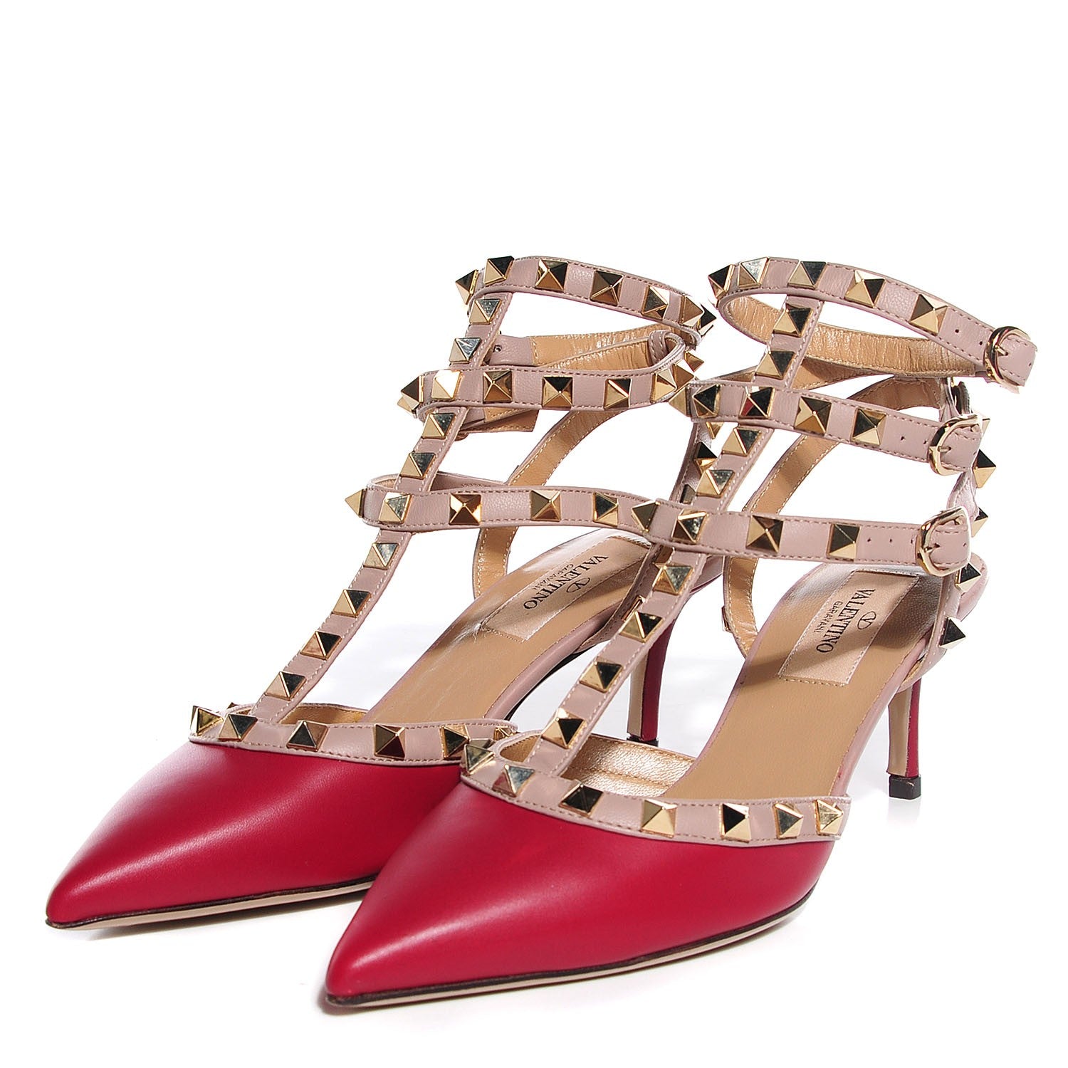 Valentino Garavani Nappa Rockstud Ankle Strap Low Heel Pumps 35.5 Fuchsia Poudre 3 of 7