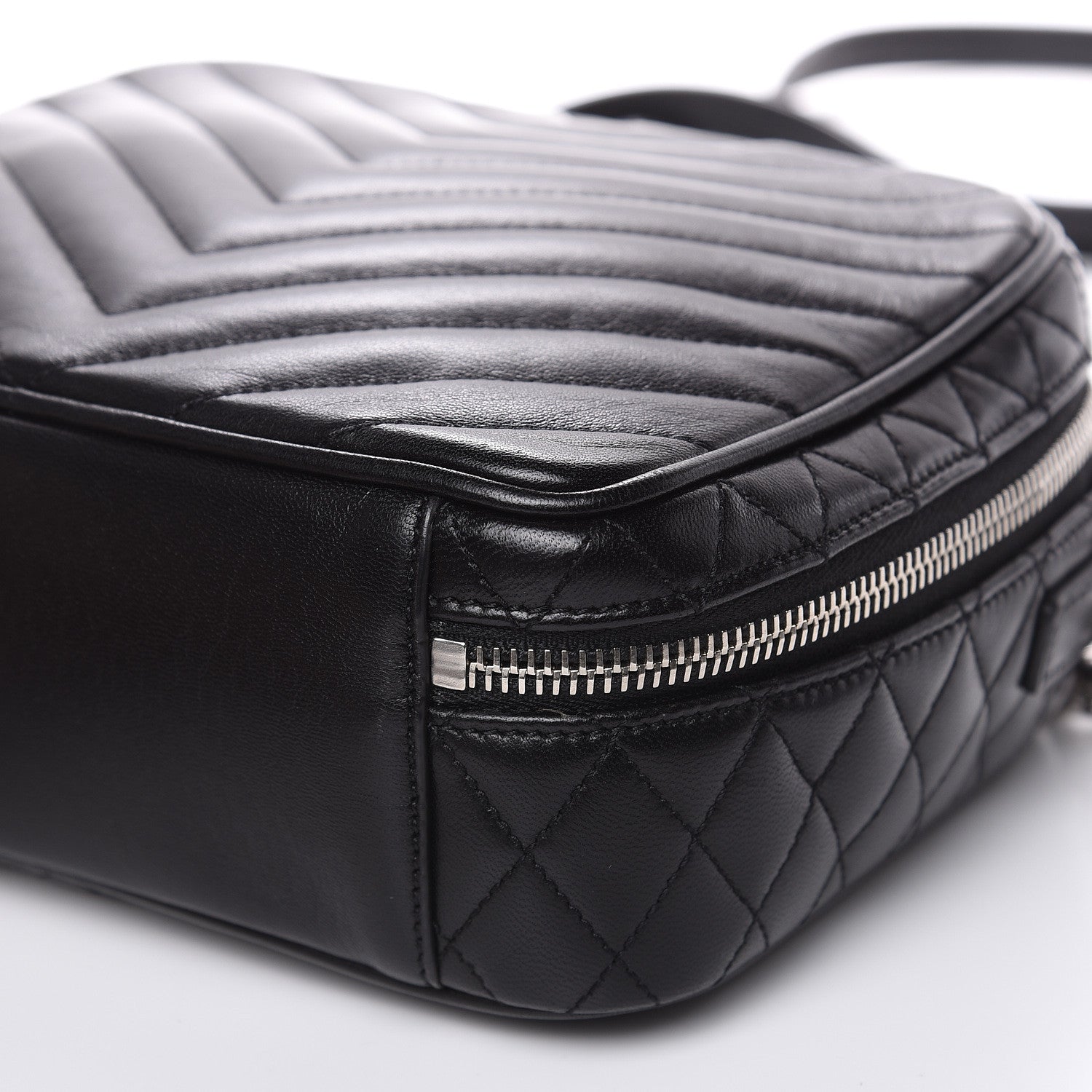 Saint Laurent Lambskin Matelasse Chevron Lunchbox Bag Black 8 of 8