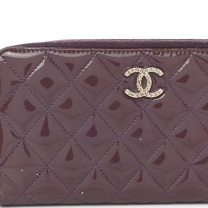 Chanel Patent Quilted Brilliant Zip Around Wallet Purple 9 of 11