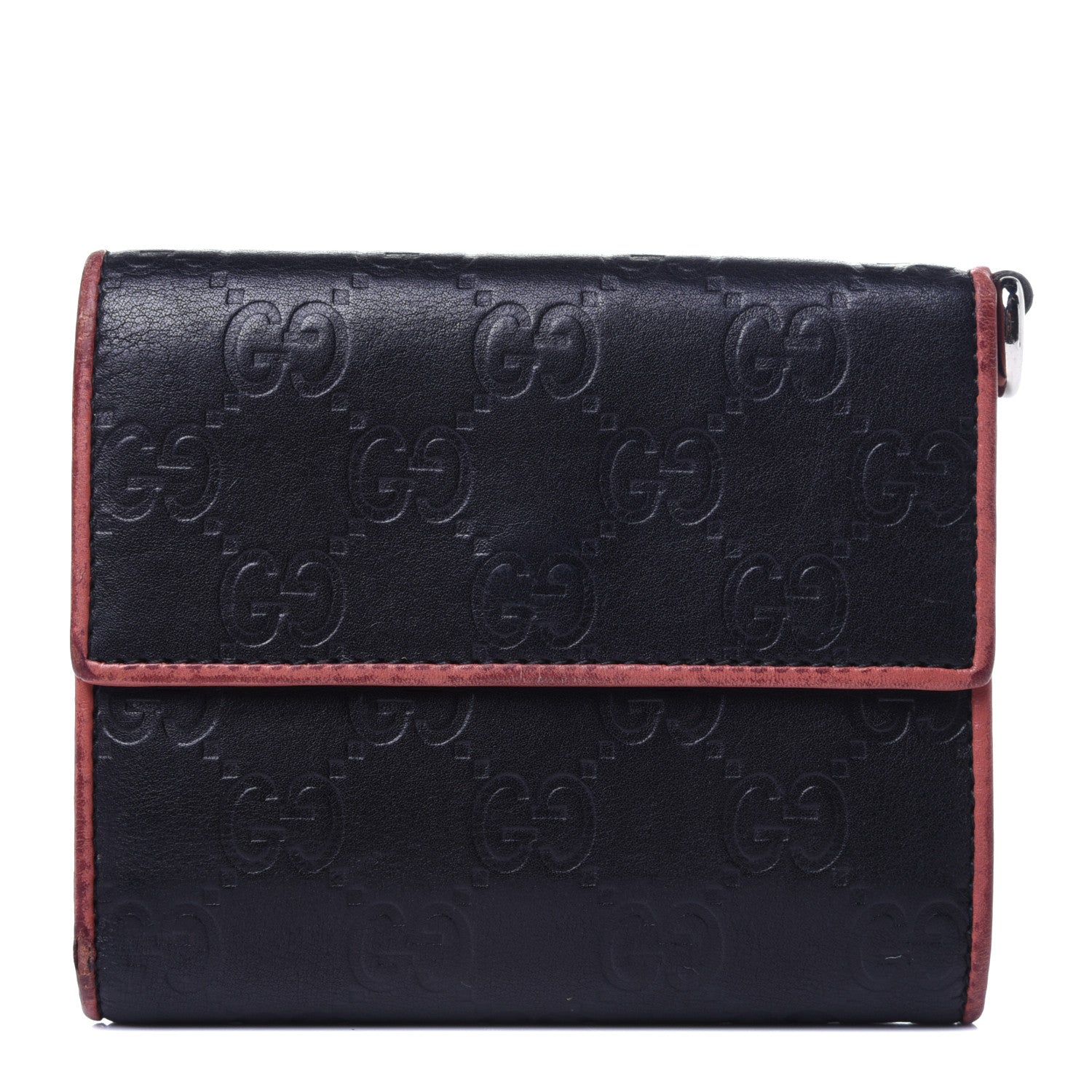 Gucci Guccissima Trifold Wallet Black Pink 1 of 12