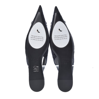 Balenciaga Velvet Crystal BB Knife Pointy Toe Slingback Flats 38.5 Black 6 of 11