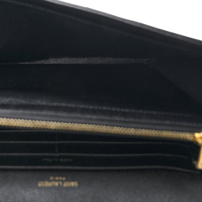 Saint Laurent Grain De Poudre Matelasse Chevron Monogram Chain Wallet Black 5 of 10