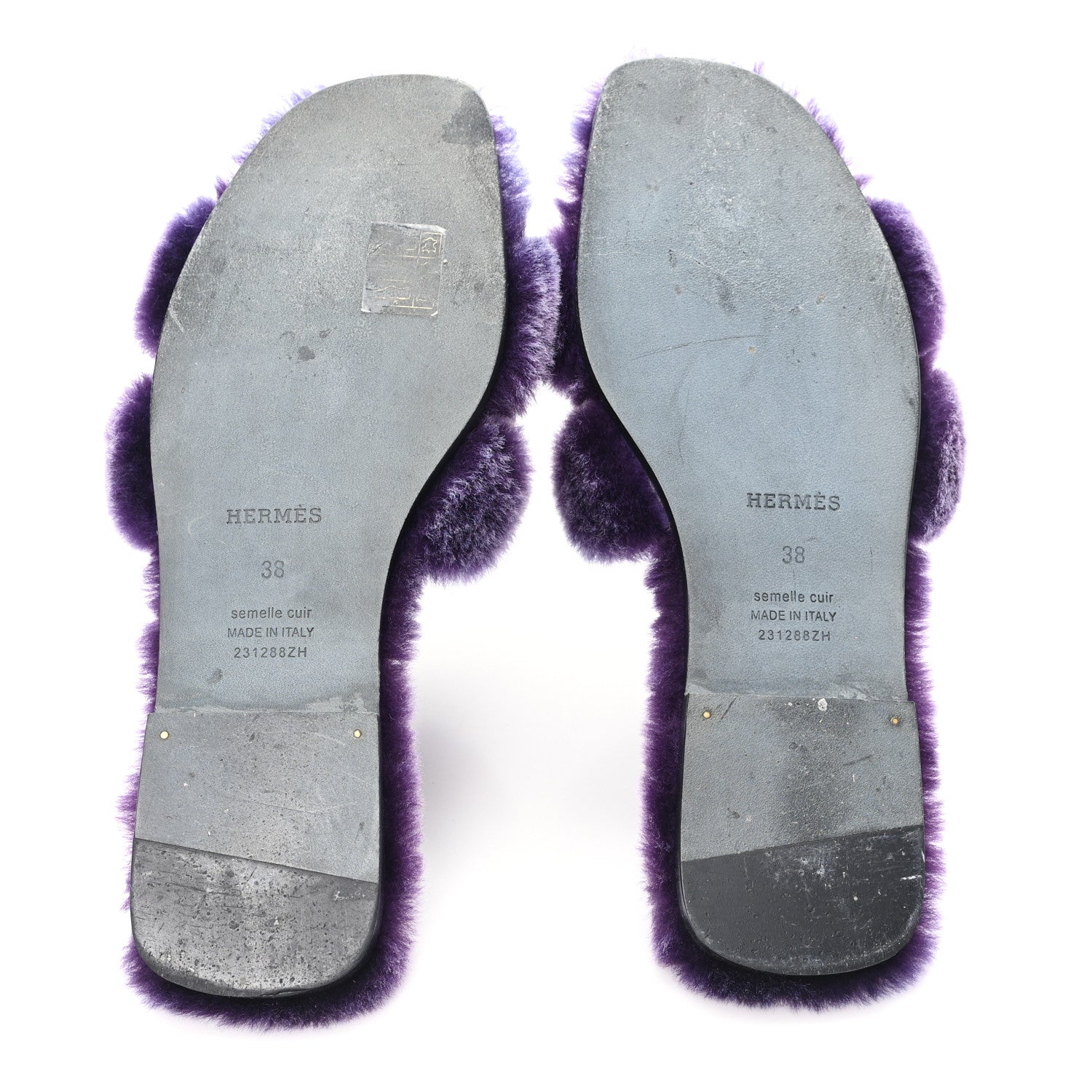 Hermes Woolskin Oran Sandals 38 Violet Fonce 6 of 8