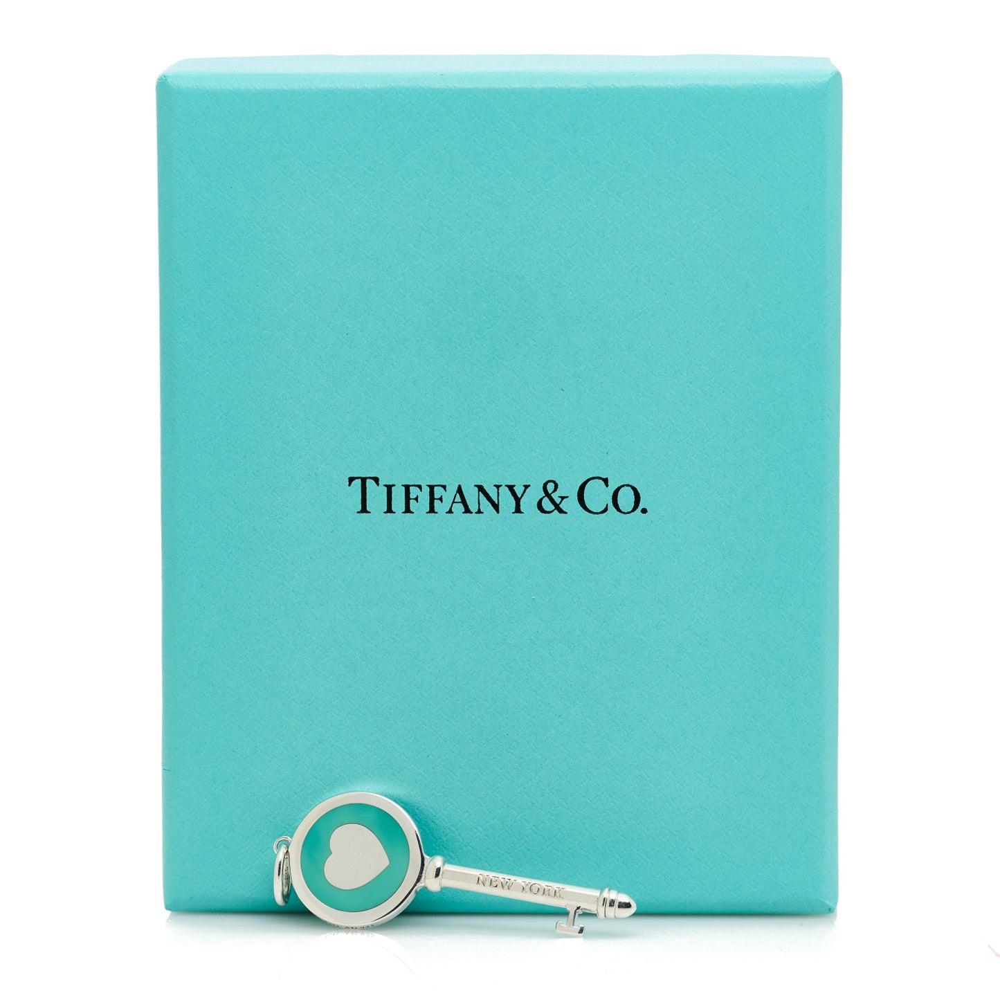 Sterling Silver Enamel Heart Key Pendant Blue