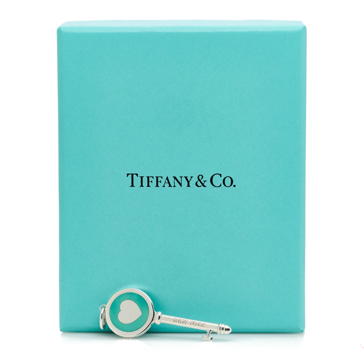 Tiffany Sterling Silver Enamel Heart Key Pendant Blue 4 of 4