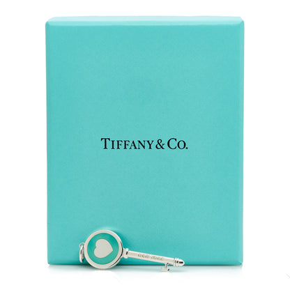 Tiffany Sterling Silver Enamel Heart Key Pendant Blue 4 of 4