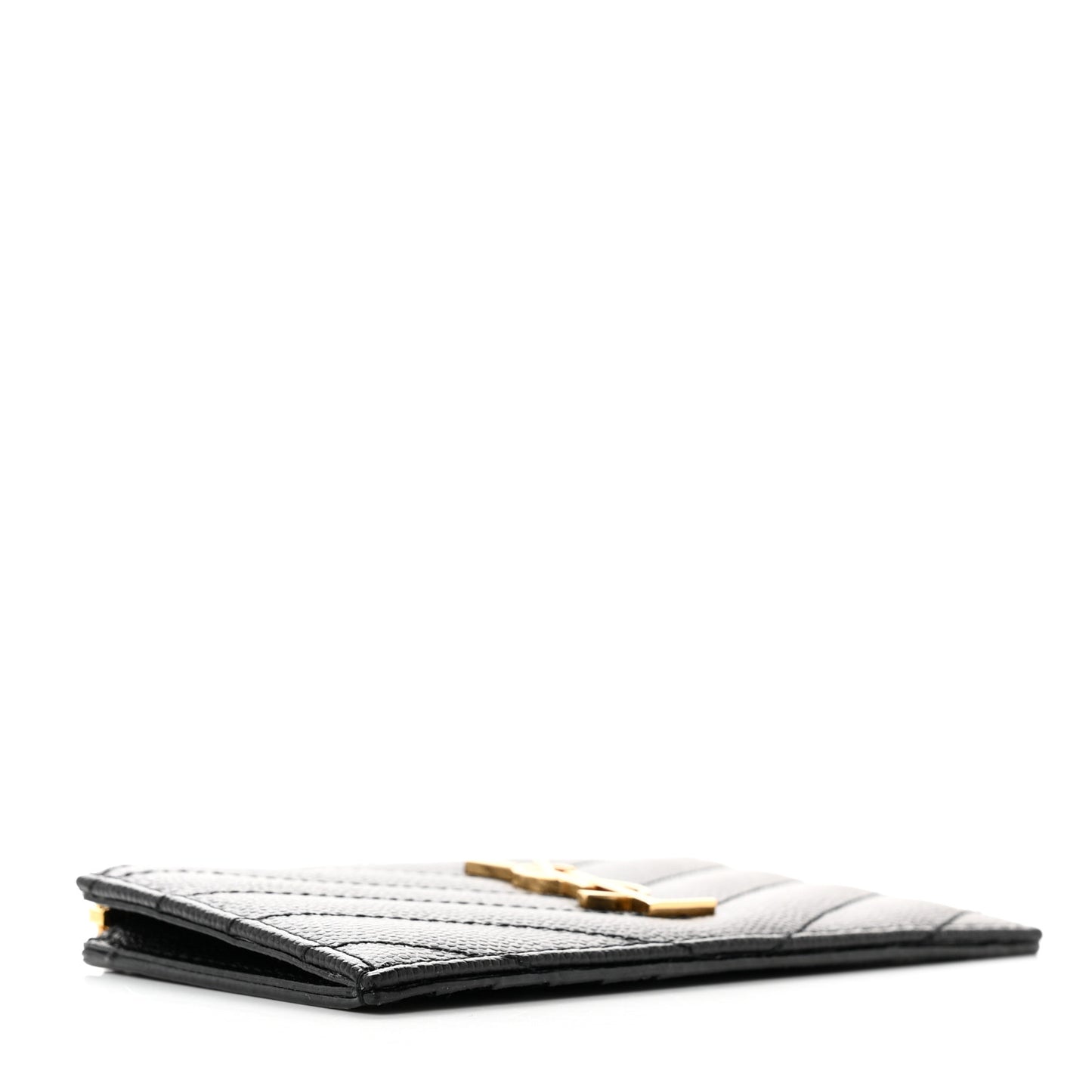Grain De Poudre Matelasse Chevron Monogram Fragments Zippered Card Case Black