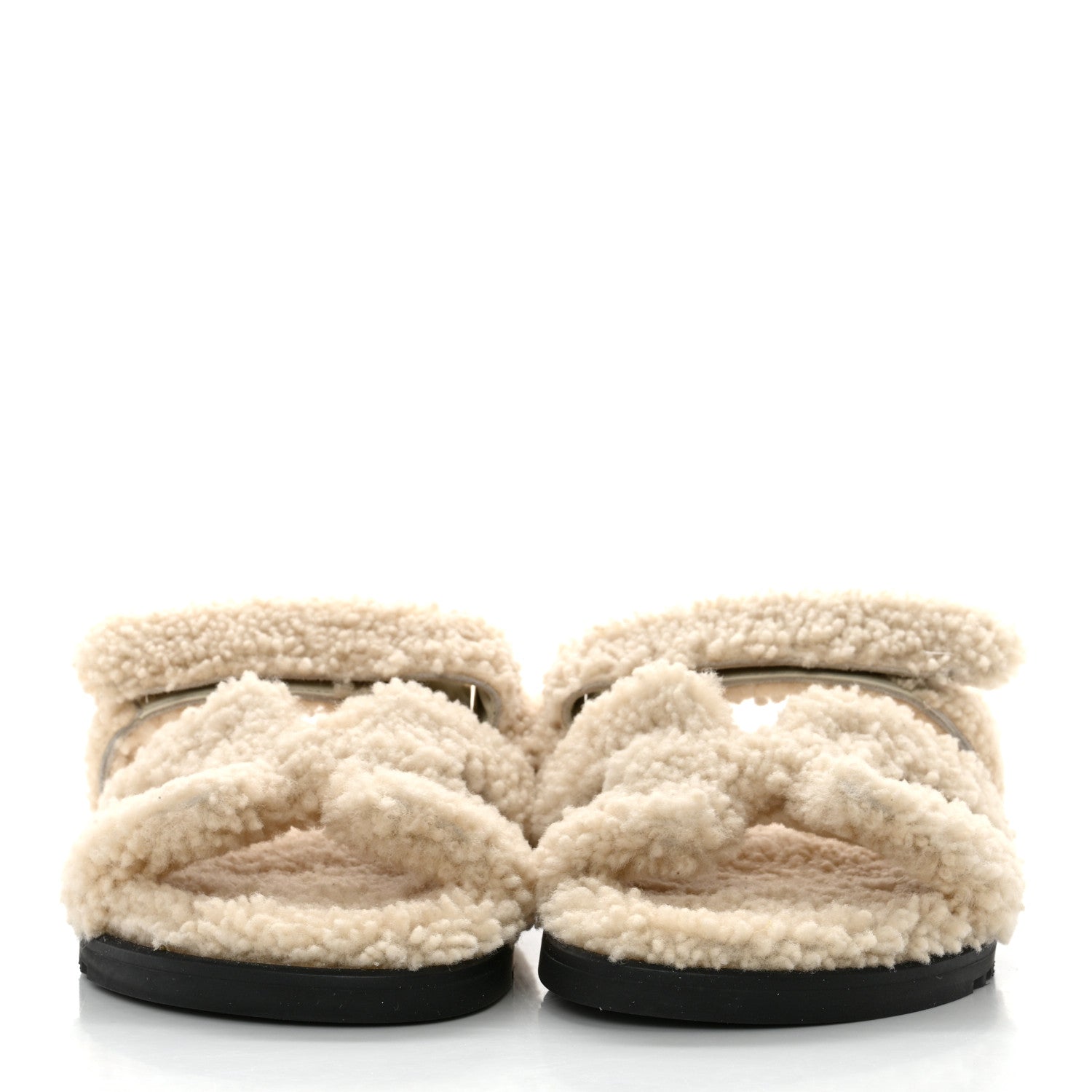 Hermes Woolskin Womens Chypre Sandals 39.5 Ecru 2 of 9