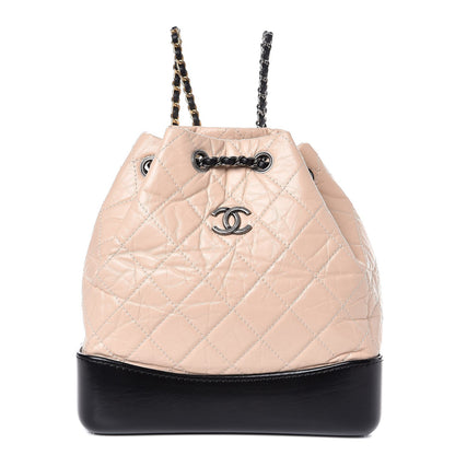 Chanel Aged Calfskin Quilted Small Gabrielle Backpack Beige Black 1 of 7