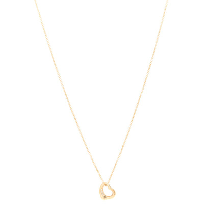 Tiffany 18K Yellow Gold Diamond 11mm Elsa Peretti Open Heart Pendant Necklace 1 of 5