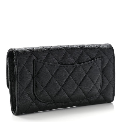 Chanel Caviar Quilted Large Gusset Flap Wallet Black 3 of 8