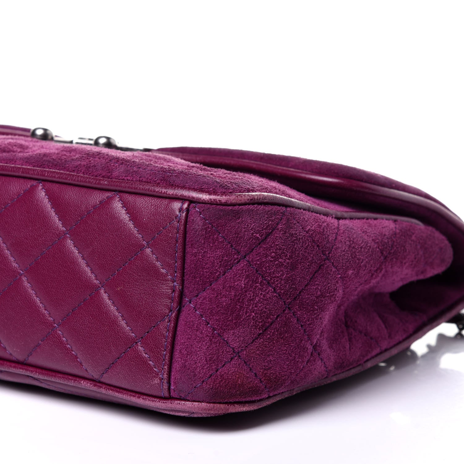 Chanel Suede Lambskin Scallop Quilted Medium Pagoda Flap Purple 10 of 18