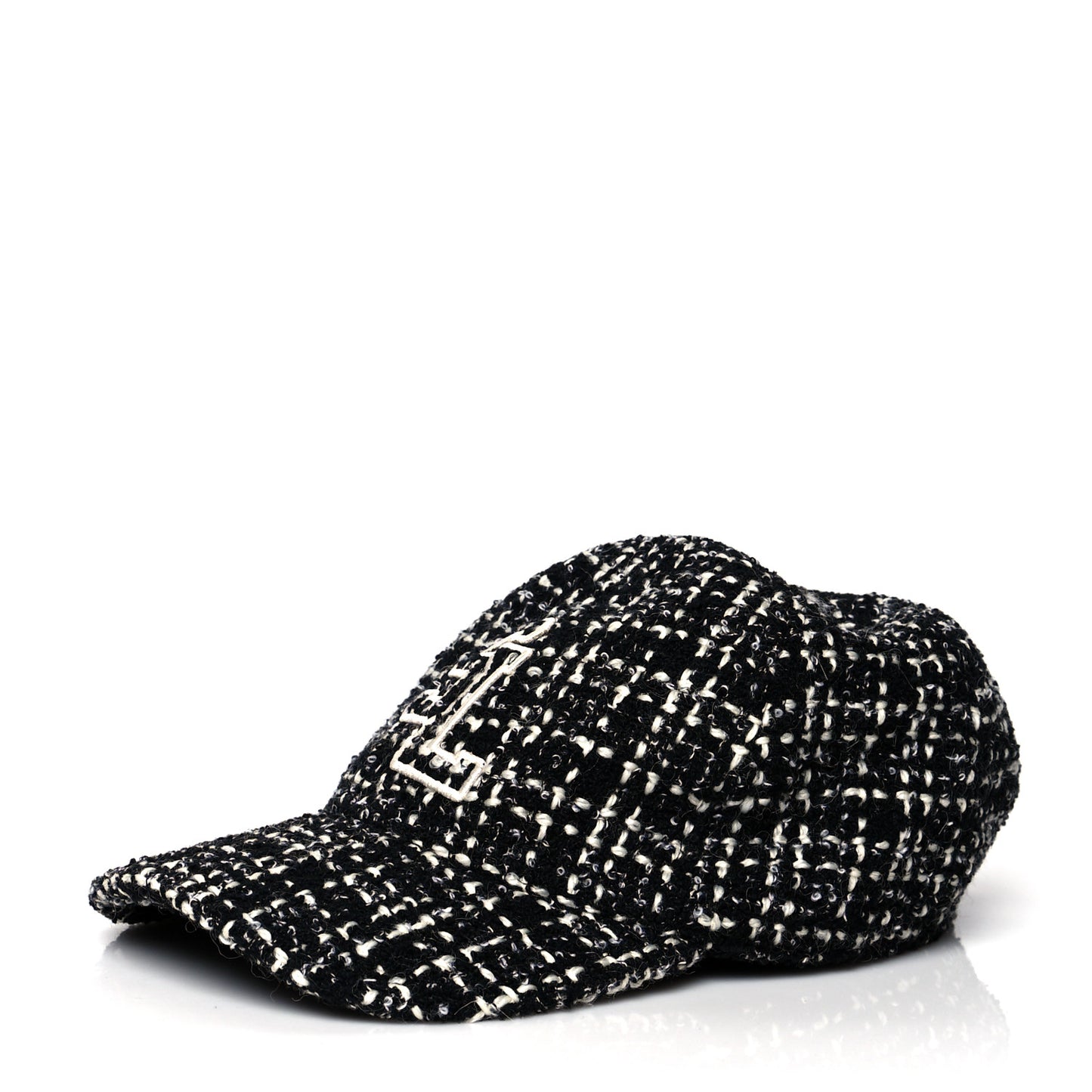 Wool Tweed Embroidered Baseball Cap 57 Black
