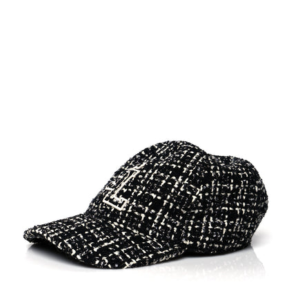 Saint Laurent Wool Tweed Embroidered Baseball Cap 57 Black 1 of 9