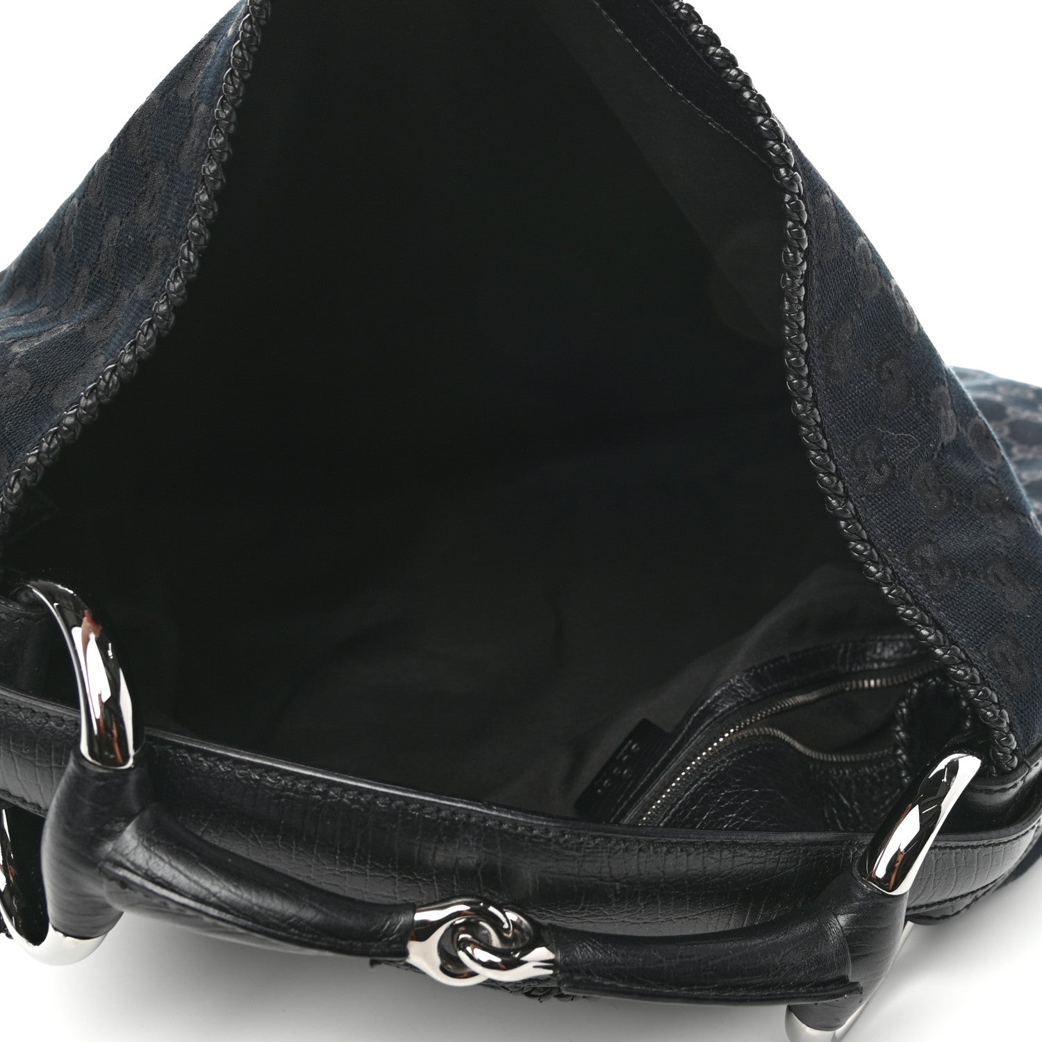 Gucci Monogram Large Horsebit Chain Hobo Black 5 of 9
