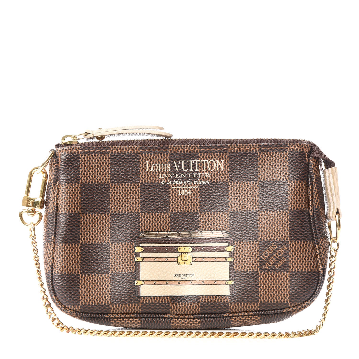 Louis Vuitton Damier Ebene Trunks and Locks Mini Pochette Accessories 1 of 8