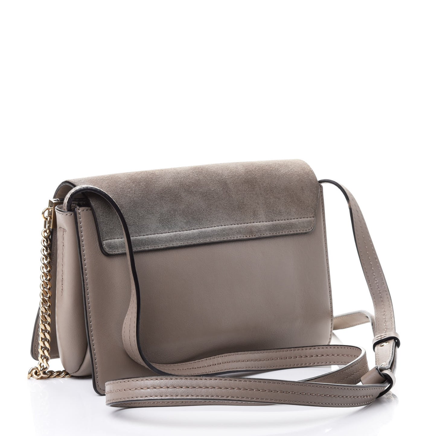 Suede Calfskin Small Faye Shoulder Bag Motty Grey
