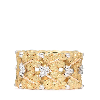 Buccellati 18K Yellow White Gold Leaf Band Ring 52 6 3 of 4