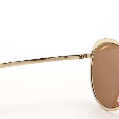Chanel Round Mirror Sunglasses 4206 Gold 7 of 9