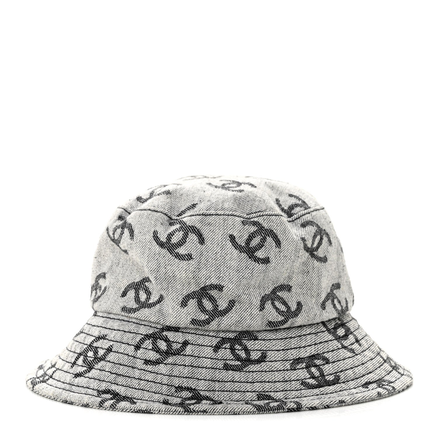 Chanel Denim CC Bucket Hat M White Black 6 of 10
