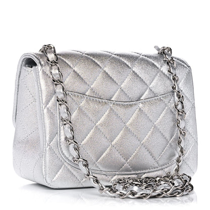Chanel Metallic Lambskin Quilted Mini Square Flap Silver 3 of 10