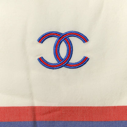 Chanel Cotton Silk CC Square Fringe Scarf White 2 of 3