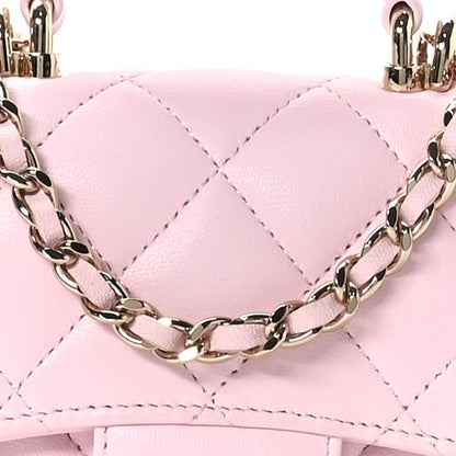 Chanel Lambskin Quilted Top Handle Clutch With Chain Light Pink 9 of 12