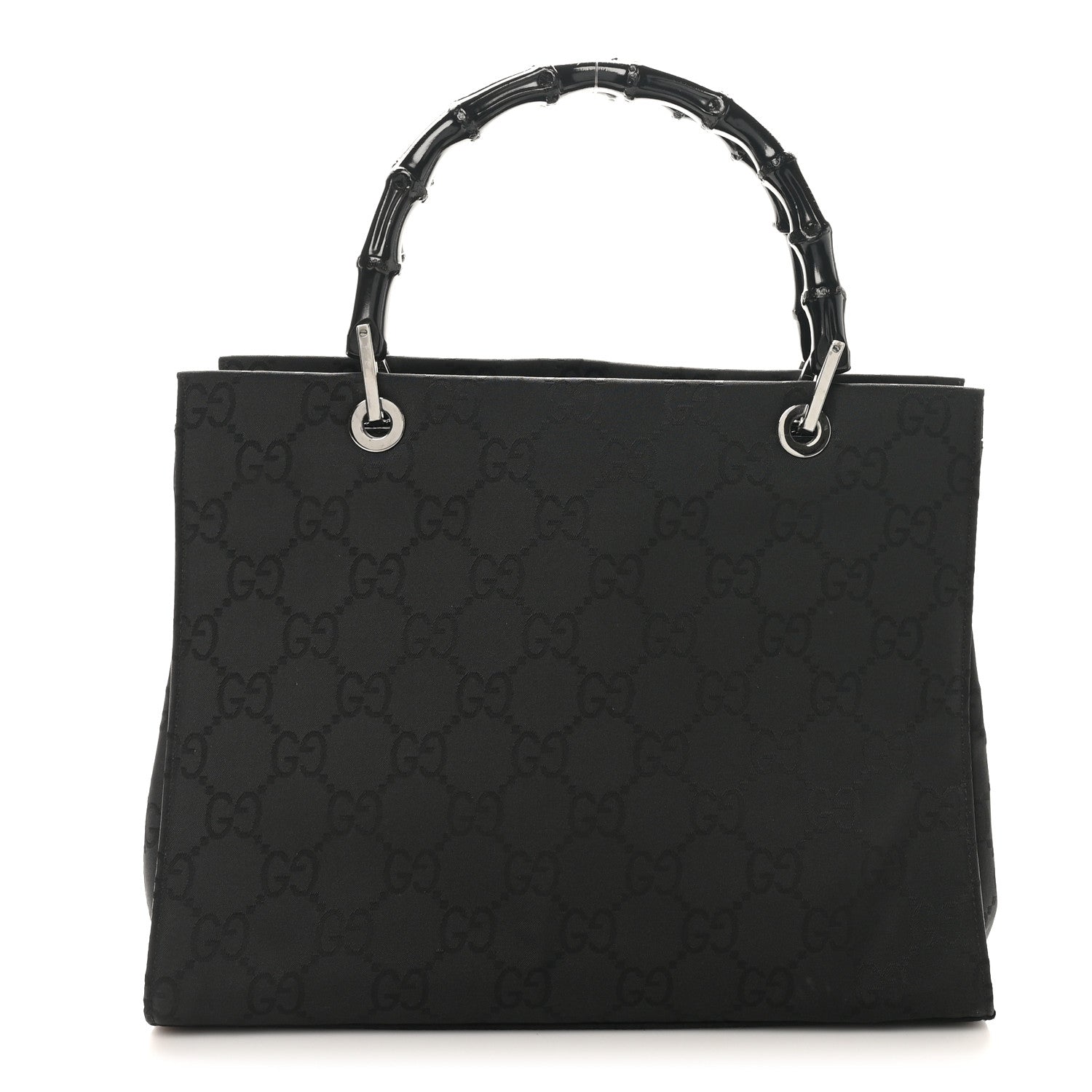 Gucci Nylon Monogram Bamboo Handle Bag Black 1 of 10