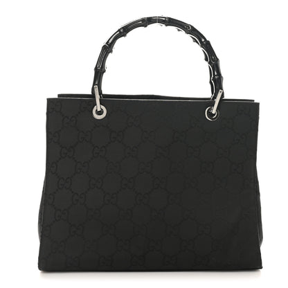 Gucci Nylon Monogram Bamboo Handle Bag Black 1 of 10