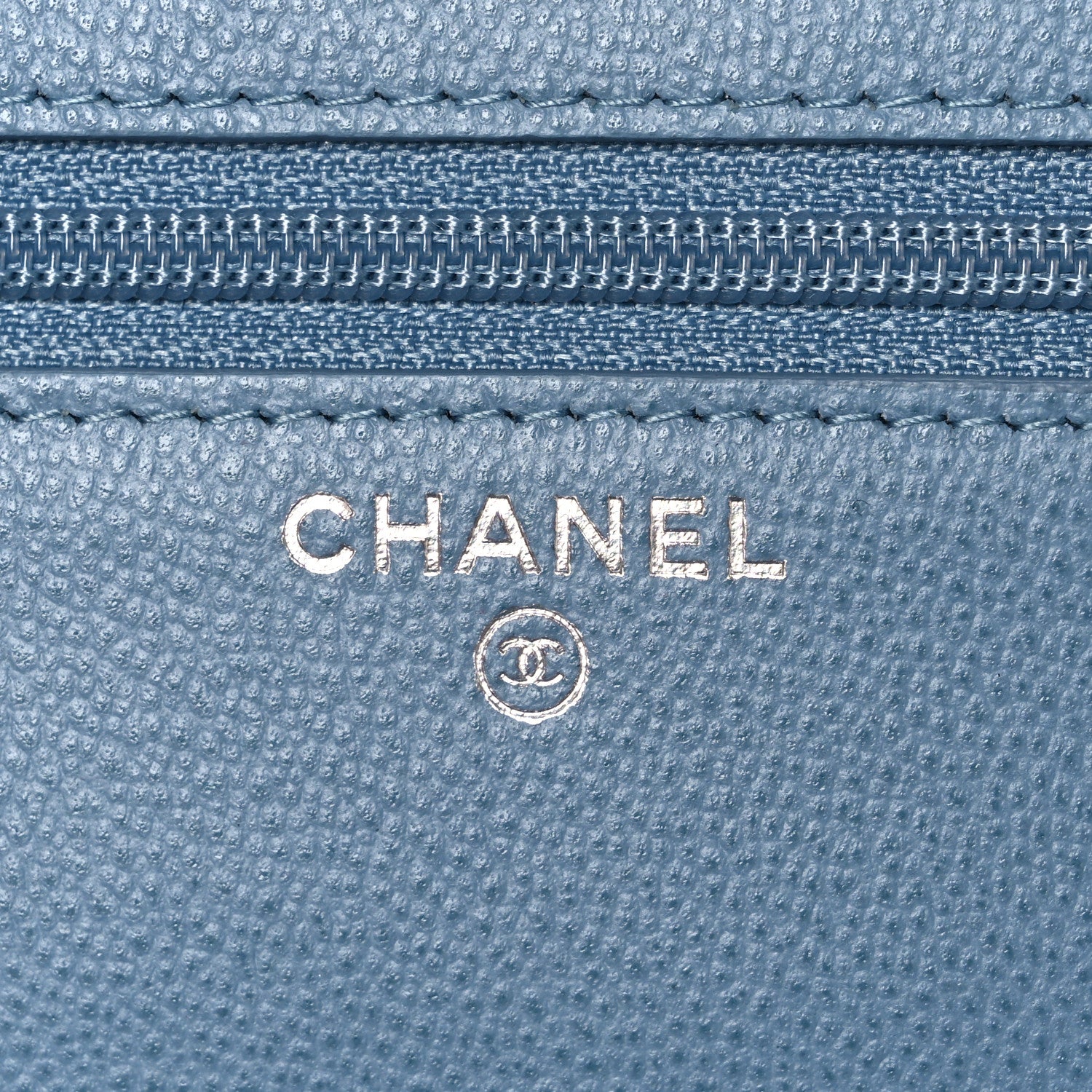 Chanel Grained Calfskin Quilted CC Box Wallet On Chain WOC Blue 6 of 11