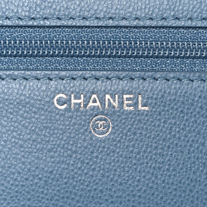 Chanel Grained Calfskin Quilted CC Box Wallet On Chain WOC Blue 6 of 11
