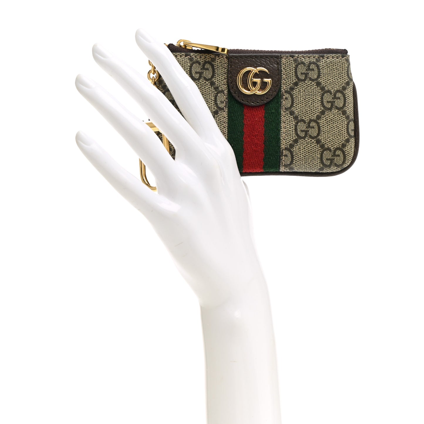 GG Supreme Monogram Web Ophidia Key Case Beige New Beige New Acero