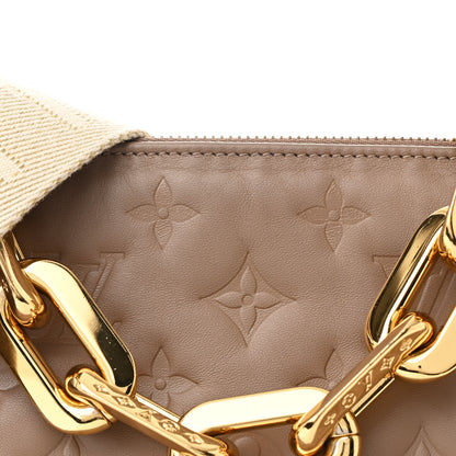 Louis Vuitton Lambskin Embossed Monogram Coussin MM Taupe 9 of 11