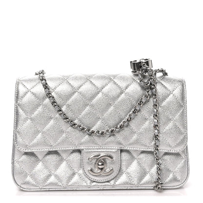 Chanel Metallic Caviar Quilted Medium CC Slide Flap Silver 1 of 10