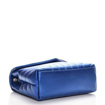 Saint Laurent Metallic Calfskin Y Quilted Monogram Small Loulou Chain Satchel Blue Royal 4 of 7