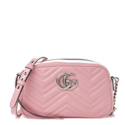 Gucci Calfskin Matelasse Small GG Marmont Chain Shoulder Bag Wild Rose 1 of 11