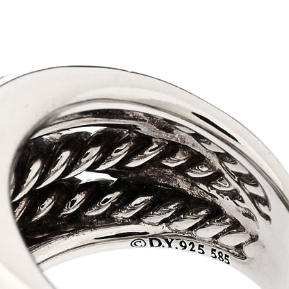 David Yurman Sterling Silver 14K Yellow Gold Wide Crossover Ring 54 6.75 4 of 4