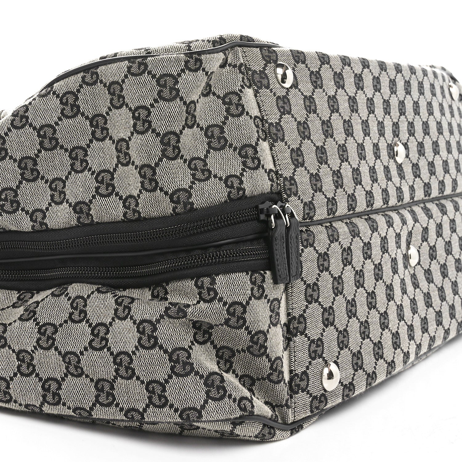 Gucci Monogram Textured Dollar Calfskin Suitcase Luggage Beige Black 9 of 10