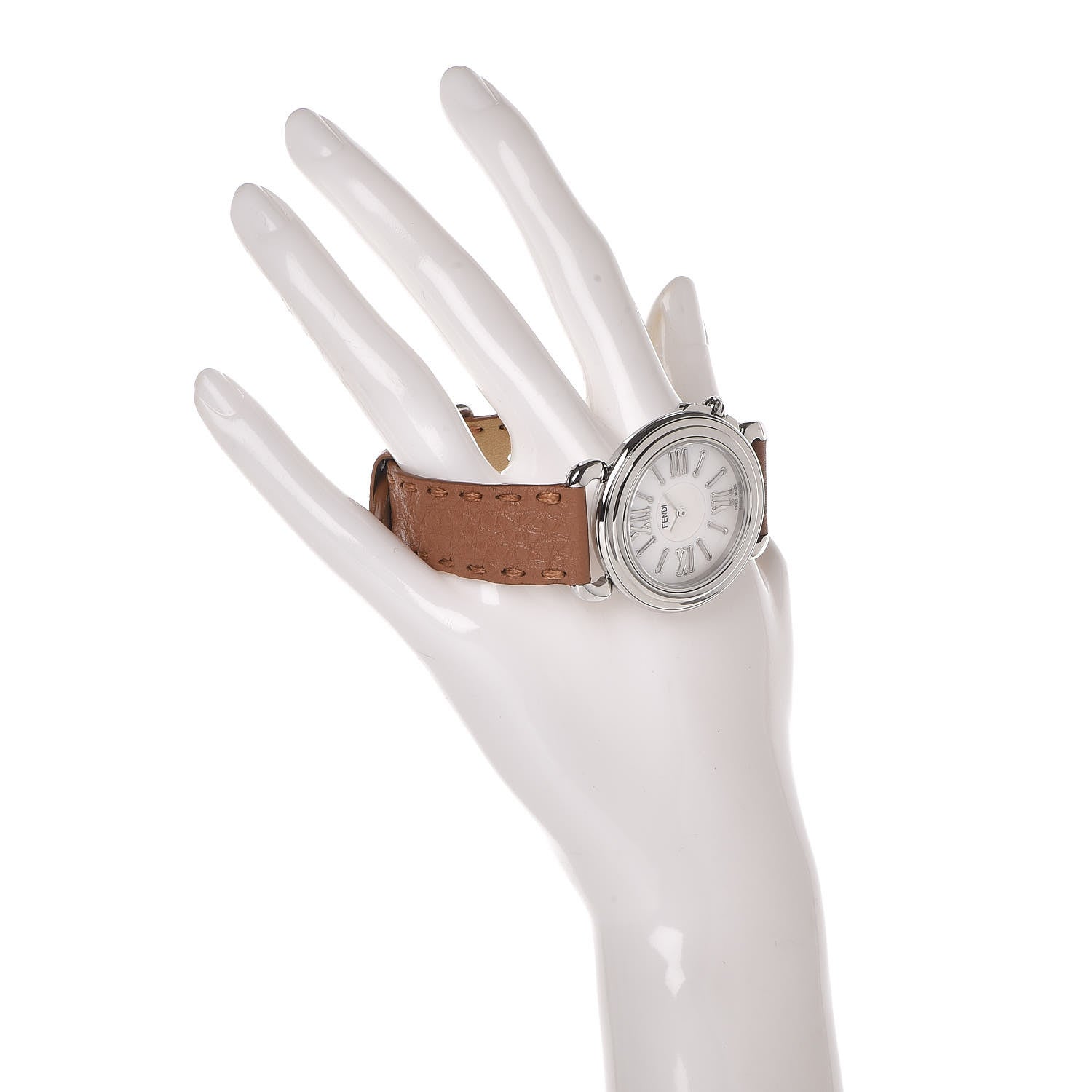 Fendi Stainless Steel Calfskin Mother of Pearl 37mm Selleria Quartz Watch Pink 2 of 9